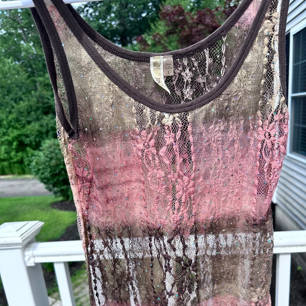 BKE see-through Lacey mesh top New